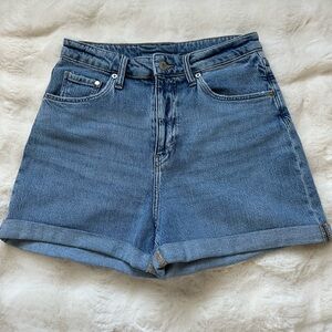 H&M Blue Denim Mom Ultra High Waist Shorts- 6.